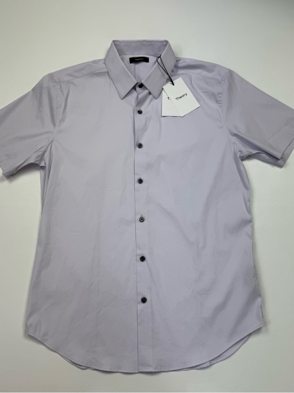 NEW Theory Men’s Lavender Short-Sleeve Button-Up Shirt Size Medium